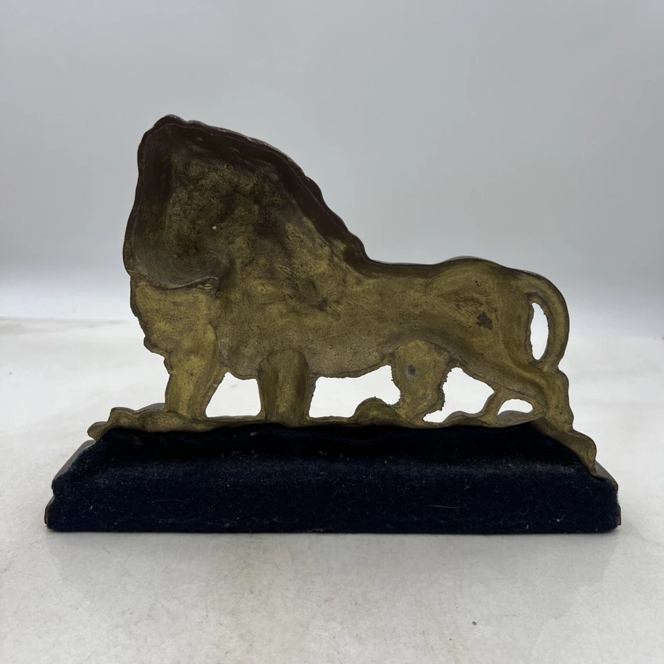 Tope de puerta vintage de latón fundido de metal león siglo XX Foto 3 de 4