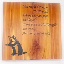 Harry Potter Raw Wood Hogwarts House Plaque - Hufflepuff Self display Wall Decor