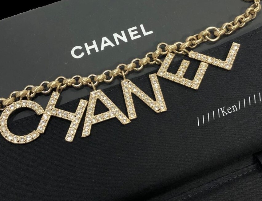CHANEL Logo Bracelet Bangle KEN AUTH Coco Mark Tone Gold Vintage