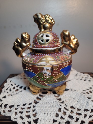 JAPANESE SATSUMI G0LD M0RIAGE INCENSE BURNER