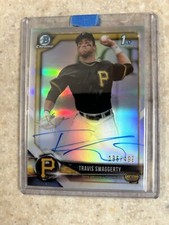 2018 BOWMAN CHROME TRAVIS SWAGGERTY Purple Ref Auto 196/499 - Nice!