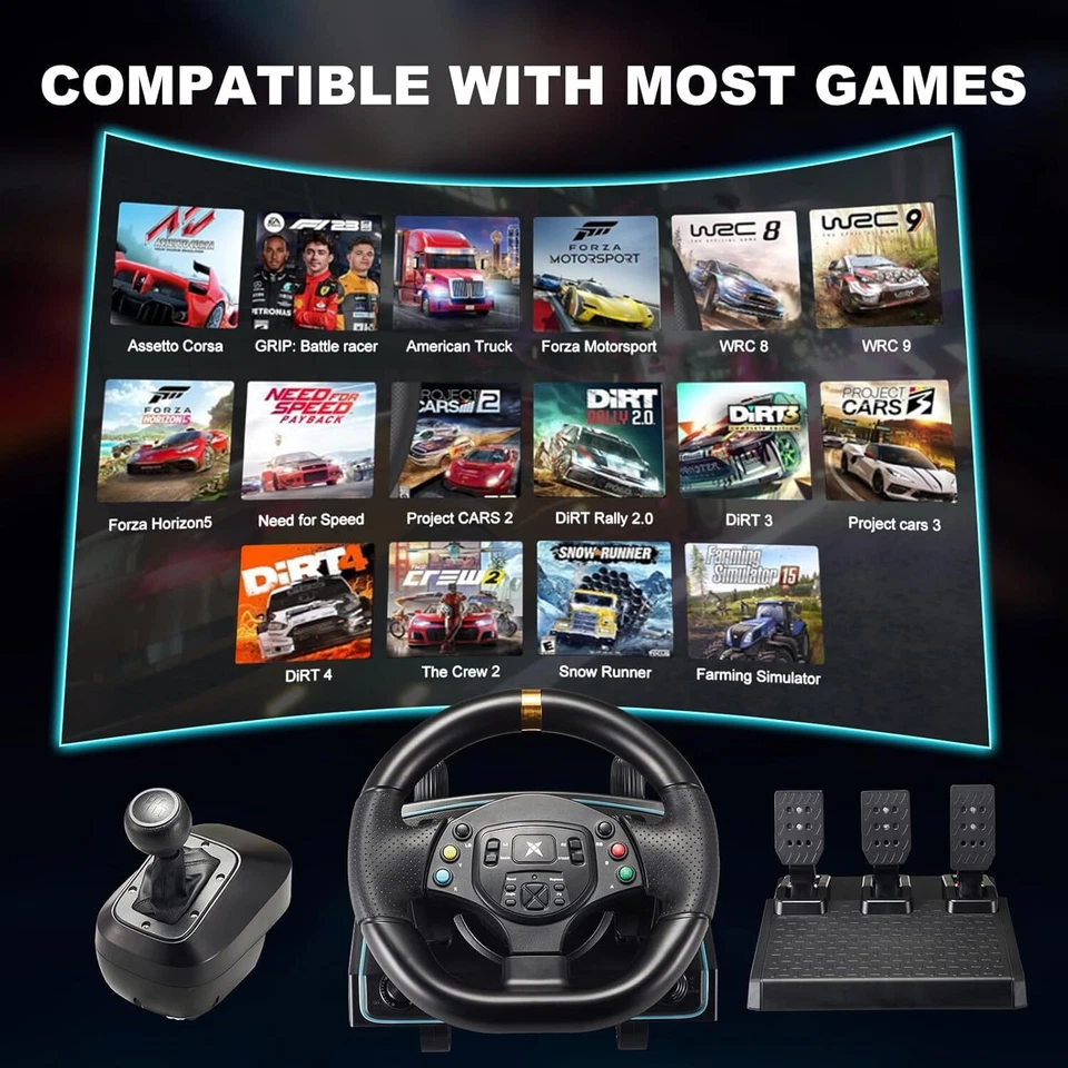 Volante y palanca de cambios y pedal para juegos DOYO Pro Racing para PS/Switch/PC/Android Foto 2 de 4