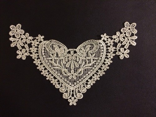 1 Heart Shape Lime Light Green Floral Lace Sew On Appliqués Motif Patch, Musty - Picture 8 of 12