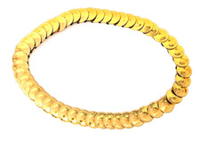 Vintage Goldtone Brass Disc Belt Stretch Band 34-38 Inches Dark Spots R Shadows