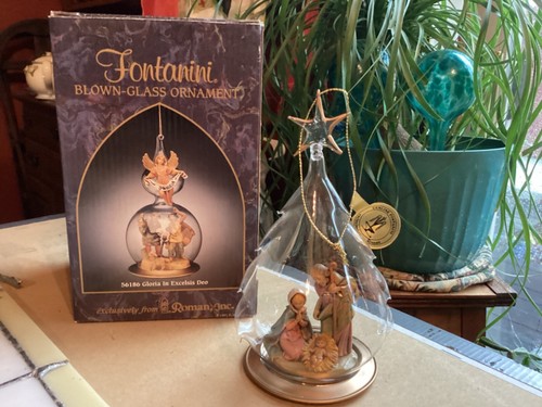 FONTANINI 1995 "HOLY FAMILY" BLOWN GLASS CHRISTMAS ORNAMENT