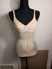 Vintage Bodysuit Girdle Shapewear Warners 34B Beige Snap Crotch VGUC