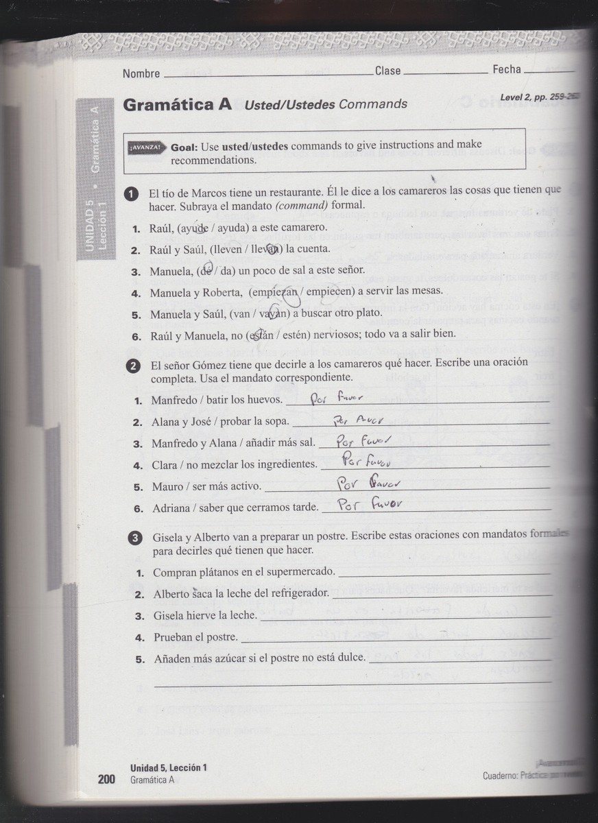 Avancemos: Cuaderno Practica Por Niveles 2 WORKBOOK + VOCABULAR CHARTS ( Spanish) | eBay
