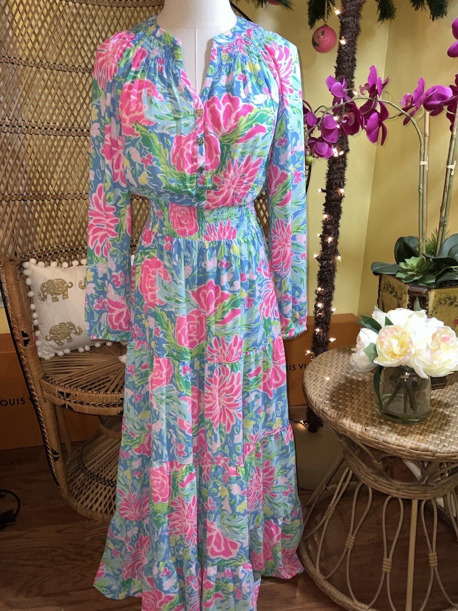chinese dress ladies Lilly Pulitzer, Womens, Kailua Smocked Maxi Dress, Resort White Just a  Pinch Engineered Knit Dress, XX-Small at Amazon Women's Clothing store