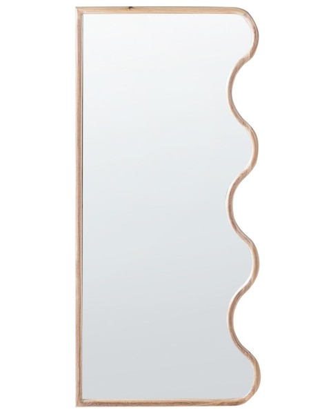 Wandspiegel 150 X 69 Cm Asymmetrische Form Holzrahmen Heller Holzfarbton Murat-image