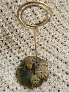 Sammlerstück Vintage Frosch & Lilie Block Foto Bild Halter Einzelständer Display 3D