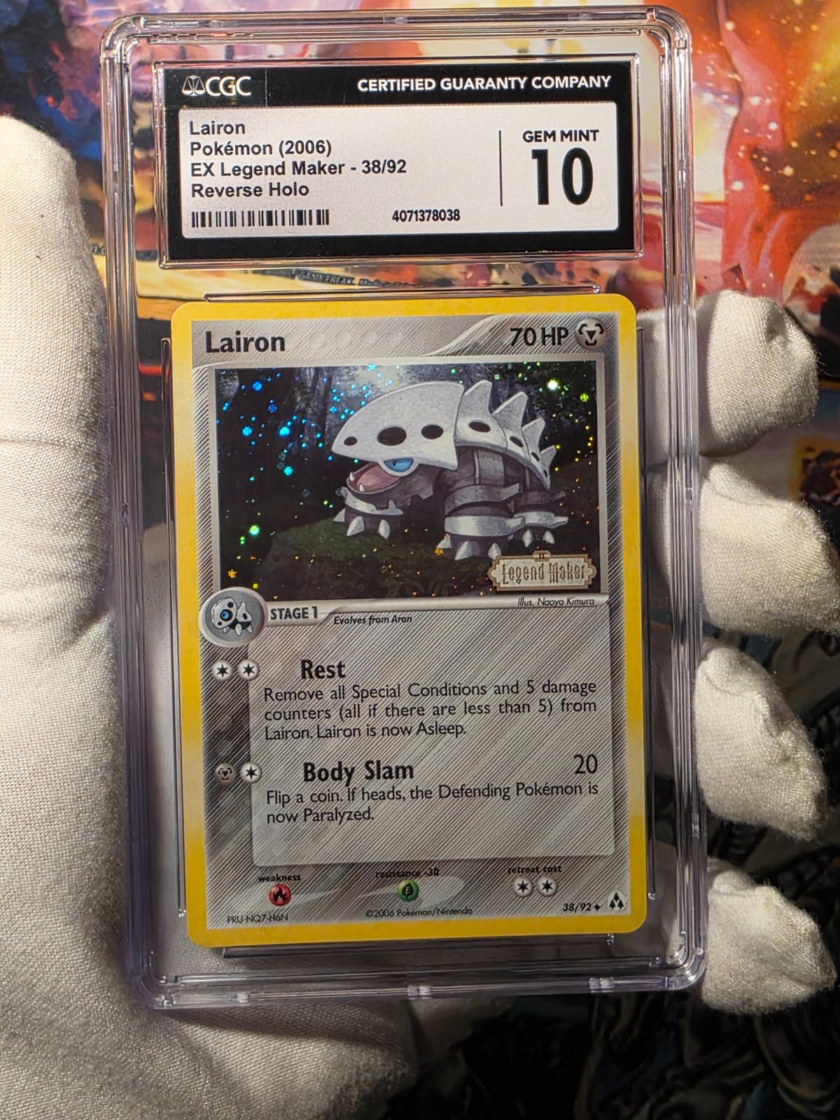 Lairon 38/92 Legend Maker Stamp Reverse Holo Pokemon CGC 10