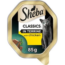 88 x 85g Sheba Classics Adult Wet Cat Food Trays Chicken In Terrine 8.16 per kilo