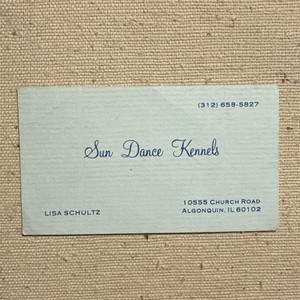 Vintage Business Card Algonquin Illinois Sundance Dog Kennels
