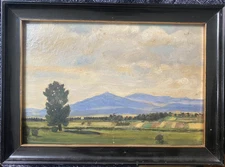 Oil Painting Taunus Landscape Near Frankfurt Field And Hills Landscape