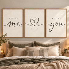 All of Me Loves All of You Wall Art Set of 3 Prints | Romantic Bedroom Wall Art