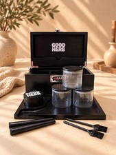 Good Herb Stash Box with Accessories, Grinder, Rolling Tray, 3 Smell-Proof Jars