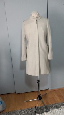 Helmut Cream Women Formal Casual mid lengh  Coat Jacket Wool Cotton    Size M
