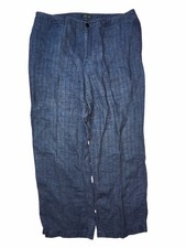 Lauren Ralph Lauren Womens 16W Women Blue 100 Linen Wide Leg Pockets Pants C48
