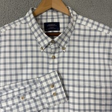 Charles Tyrwhitt Shirt Mens XXL Windowpane Plaid Blue Classic Non Iron L/S