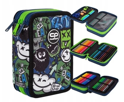 Monster Team Coolpack Federmäppchen mit drei Fächern und Zubehör für Jungen