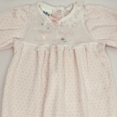 Vintage Alexis Romper 6-9mo Sleeper Pink Dots Lace Thank Heaven For Little Girls