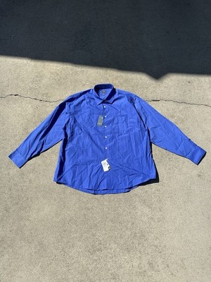 Arrow Mens 18.5-36/37 Wrinkle Free Button-Up Long Sleeve Shirt Empire Blue NWT