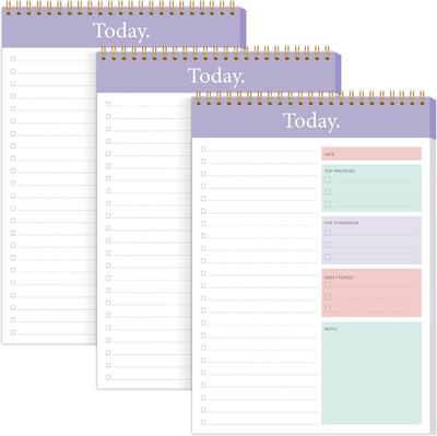 To Do List Notepad - 3 Pack Daily Planner Pad Undated 52 Sheets Spiral Today Pla