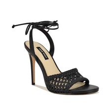 Women's Nine West Merta Woven Tie-Up High Stiletto Sandals Black