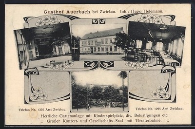 Ansichtskarte Zwickau, Gasthof Auerbach von H. Helemann 