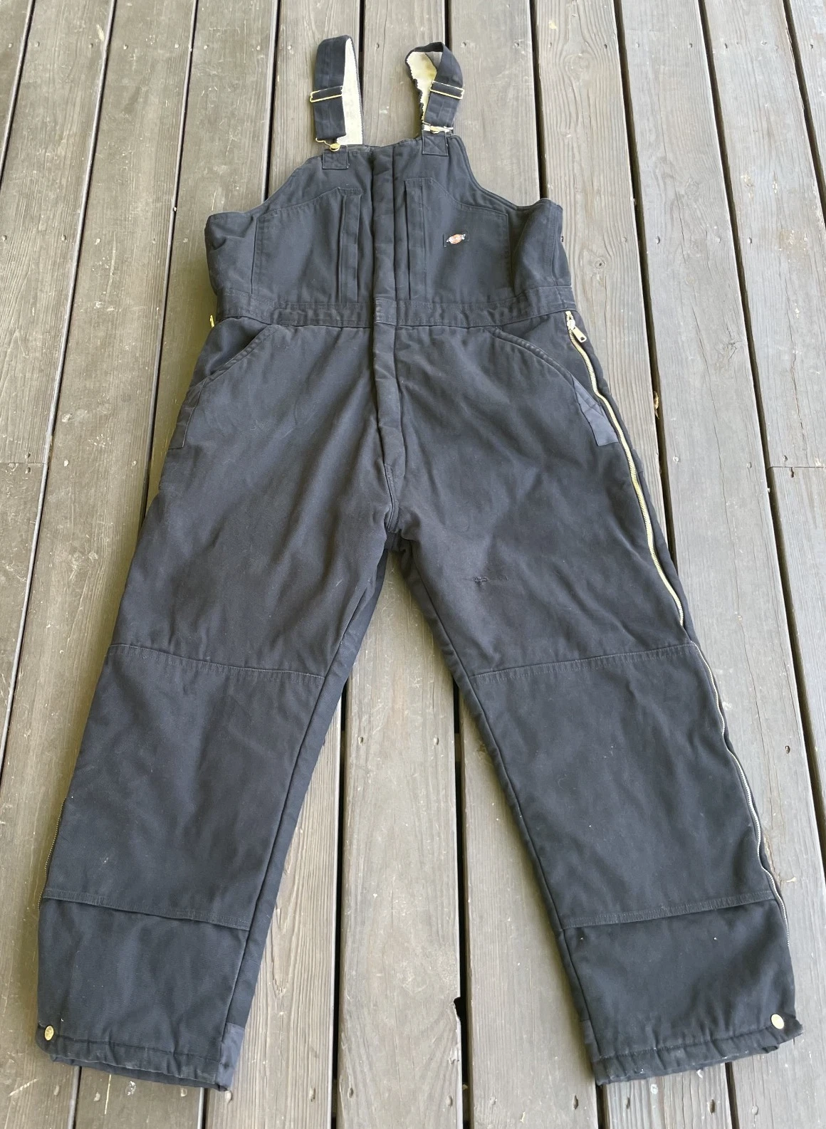 Dickies Duck Insulated Bib Overalls Mens XL Black Double Knee Workwear Utility