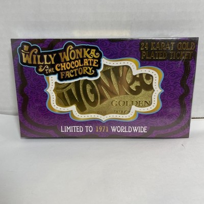 Willy Wonka 24k Gold Plated Winning Ticket Limited Edition 50th Anniversary