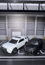 Lot Of 2 Matchbox Custom Unmarked Ford Interceptor White SUV & Flat Black Sedan