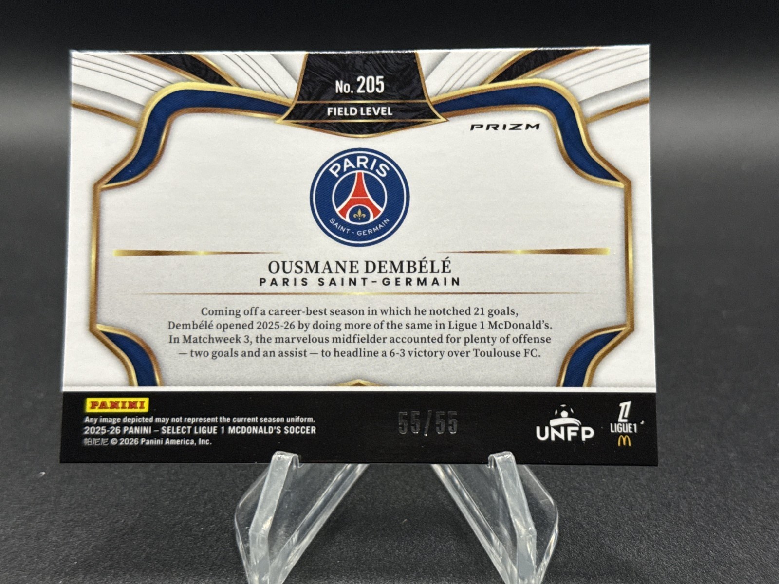 2025-26 Panini Select Ligue 1 Ousmane Dembélé PSG #205 Red Prizm /55 view 2