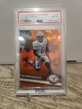 XAVIER WORTHY 2023 Bowman University Chrome Sapphire Orange /25 Texas PSA 8 RARE