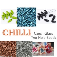 Chilli Czech Glass Two-Hole Beads, 4x11mm - 25 pieces approx. 7g 