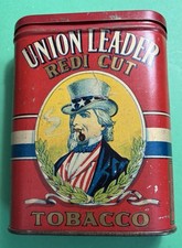 Vintage Union Leader "FAT BOY" Uncle Sam Color Litho Vertical Pocket Tobacco Tin