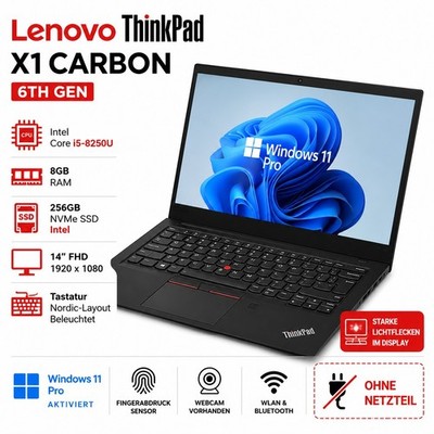 Lenovo ThinkPad X1 Carbon 6th Gen | Core i5-8250U | 8GB RAM | 256GB NVMe SSD