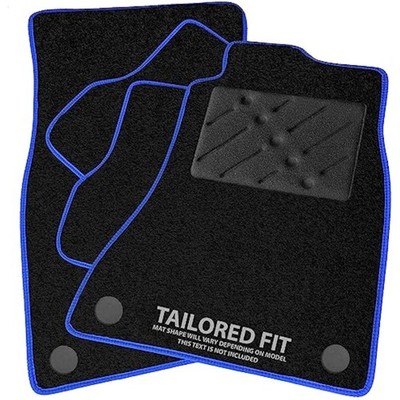 Auto-Fußmatten für BMW 1er (F20/F21) 2011-2019 Schwarz Teppich - Blau Rippbündchen -