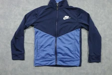 Nike Track Jacket Youth 5-6 Years Navy Blue Full Zip Colorblock Swoosh Logo