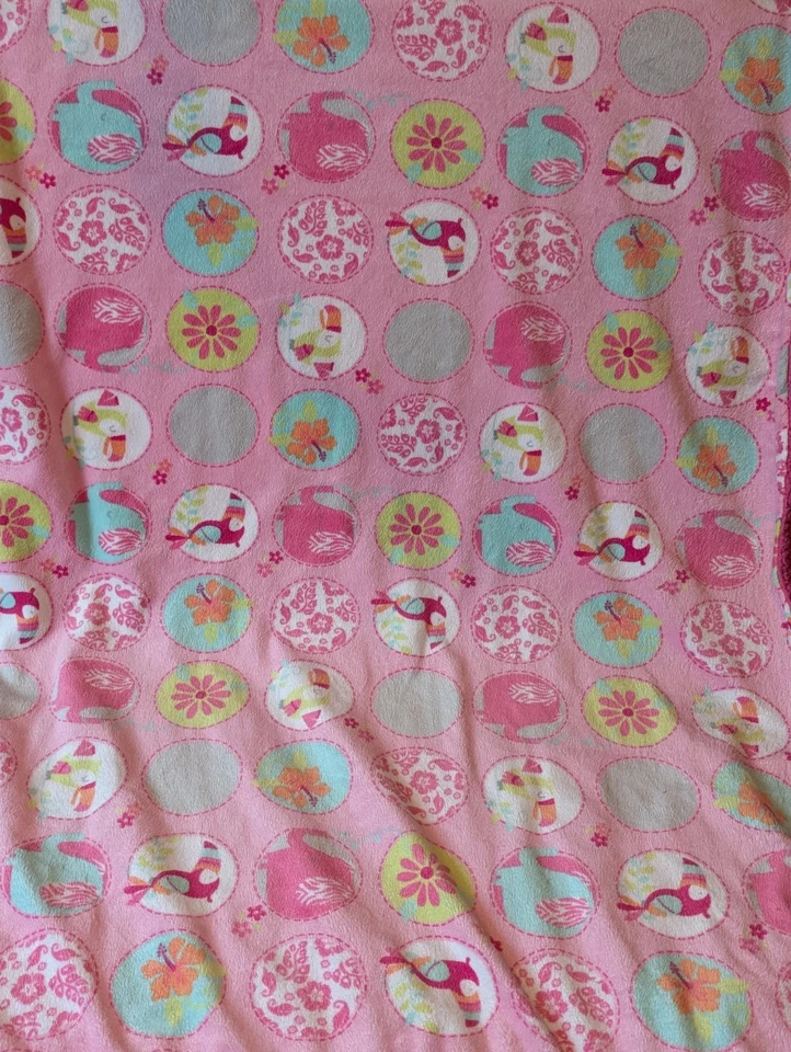 Garanimals Baby Blanket Birds Flower Elephant Circles Pink Sherpa 30"x40"  - Image 4 of 4