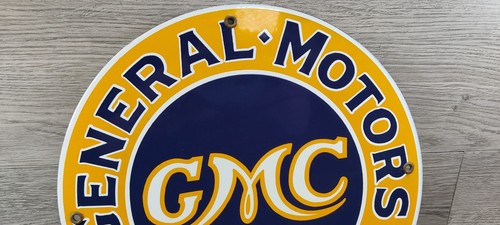 VINTAGE DEALERSHIP GMC GENERAL MOTORS TRUCKS DEALER METAL PORCELAIN SIGN 12" - Picture 2 of 14