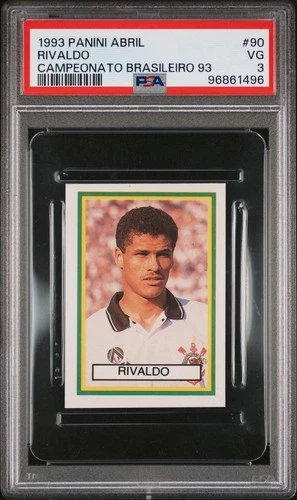1993 Panini Rivaldo Rookie #90 sticker Brazil Campeonato Brasileiro Rare PSA 3