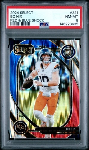 2024 PANINI SELECT RED & BLUE SHOCK #221 BO NIX PSA 8