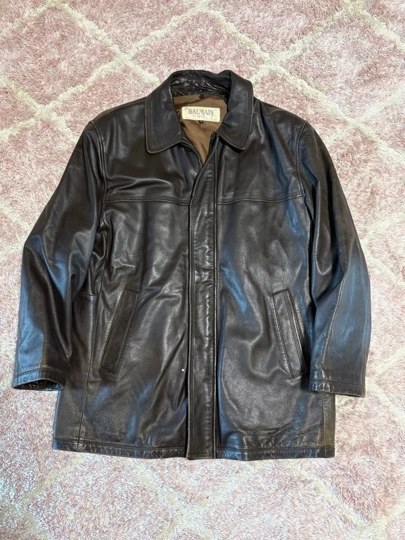 Balmain Black Leather Outer Shell Coats, Jackets & Vests for Men