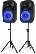 IMPIANTO AUDIO COMPLETO SET CASSE AMPLIFICATE 600W 10" DIFFUSORI KARAOKE BLUETOO