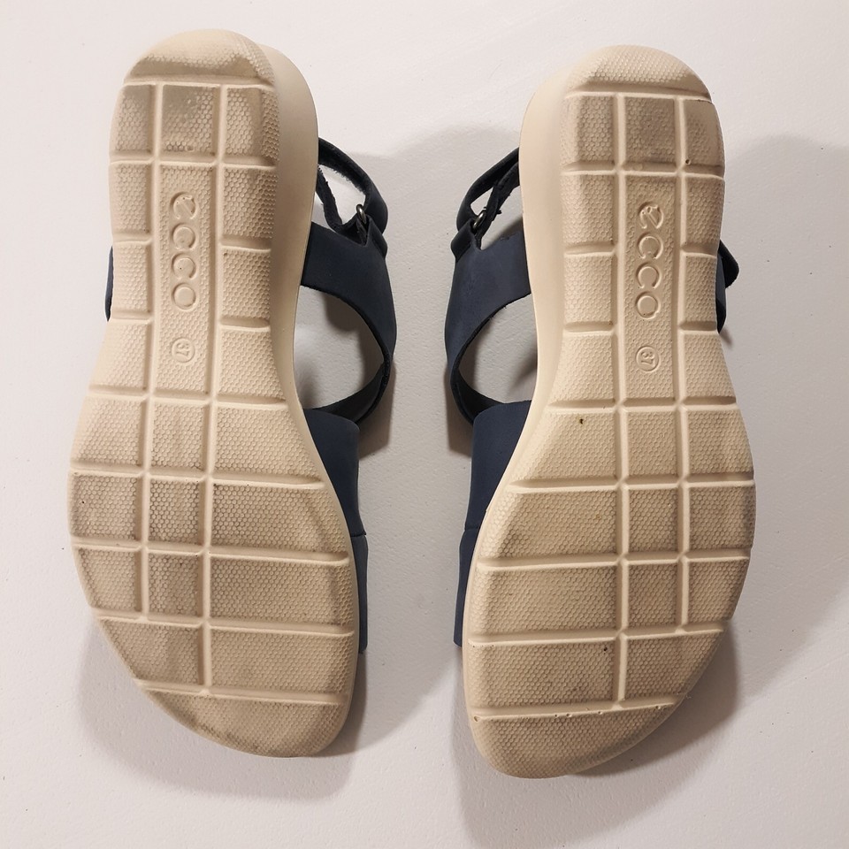 Ecco Womens Strappy Leather Sandals Blue Size 37 EU 66.5 US Wedge Mint