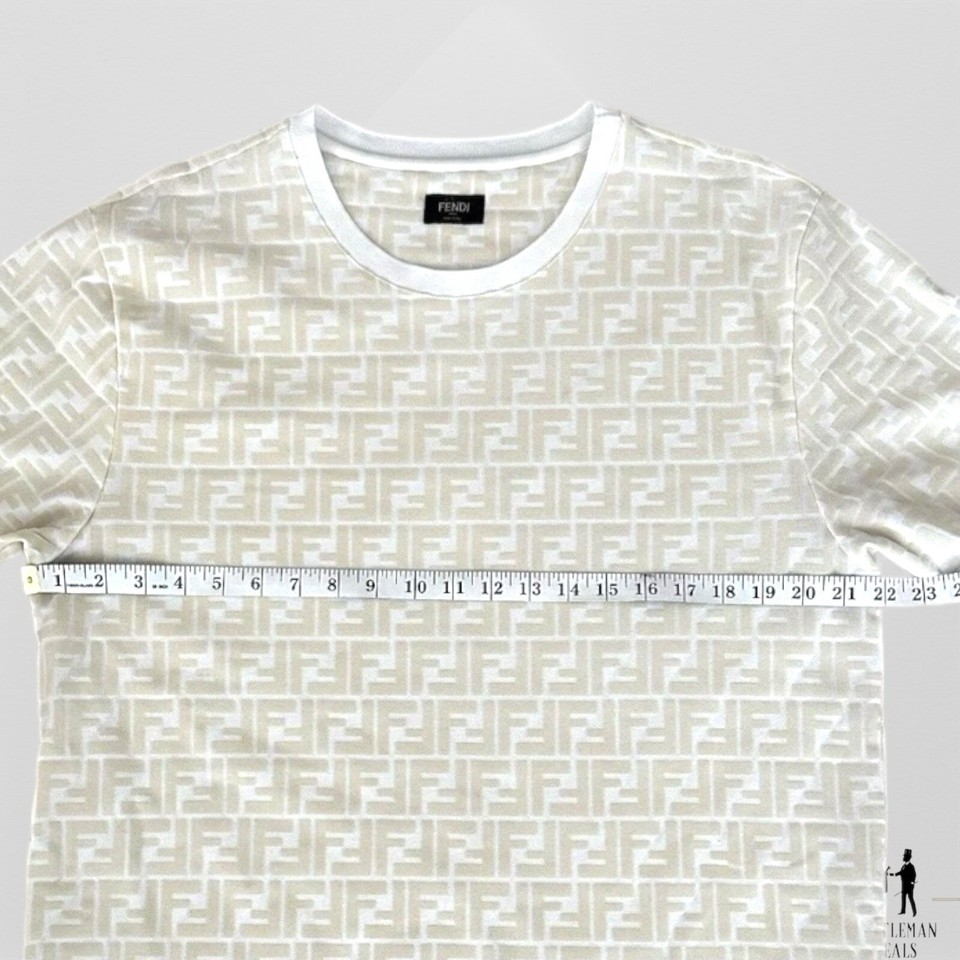 Authentic Fendi Mens Oversized Tshirt Tee White Pique flocked FF motif