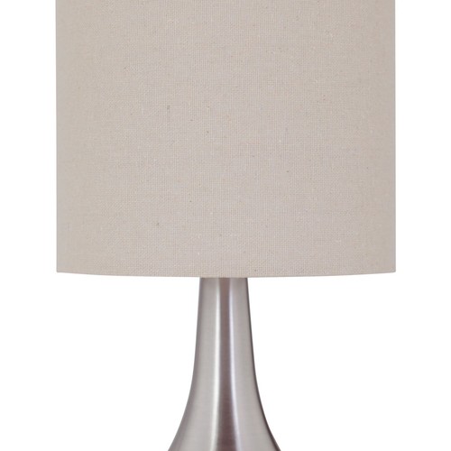 2er Set Gebürstet Chrom Touch Tischlampen Nachttischlampen Natur Leinenschirme - Bild 4 von 10