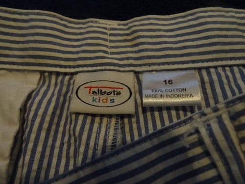 TALBOTS BOYS SUIT, JACKET SZ 12, PANTS SZ 16. BLUE/WHITE STRIPE SEERSUCKER - Picture 10 of 10