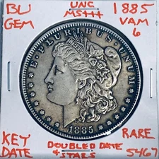 1885 BU GEM MORGAN SILVER DOLLAR VAM 6 UNC MS+++ U.S. MINT RARE KEY COIN 5467
